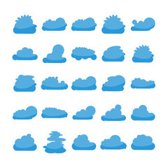 Fototapeta premium blue cloud shape icons collection vector