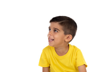 Pensive child with yellow t-shirt