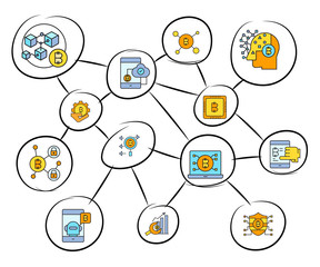 bitcoin and finance concept network diagram, mind mapping infographics