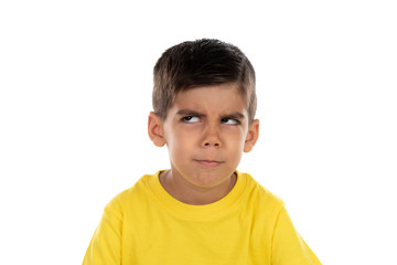 Pensive child with yellow t-shirt