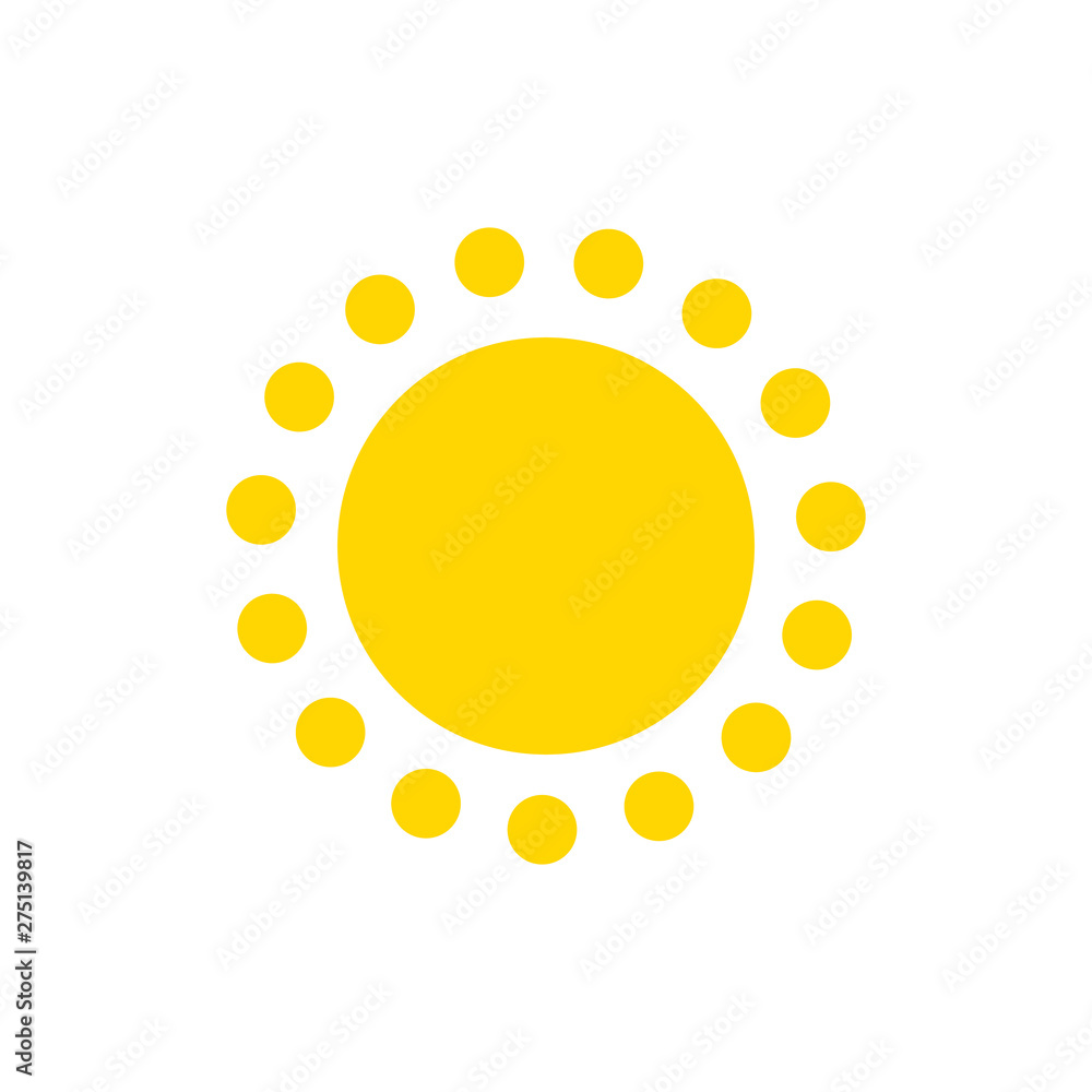 Poster summer symbol. sun modern icon. dots and points sunny circle shape. isolated vector logo concept on 
