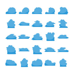 blue cloud shape icons collection vector