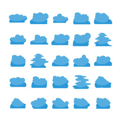 Fototapeta premium blue cloud shape icons collection vector