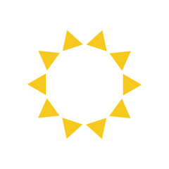 Summer symbol. Sun modern icon. Sunny circle shape. Isolated vector logo concept on white background