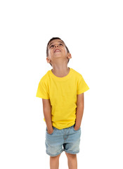Happy dark child with yellow t-shirt