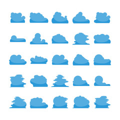 blue cloud shape icons collection vector