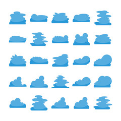 blue cloud shape icons collection vector