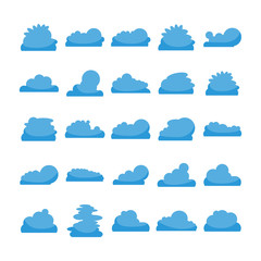 blue cloud shape icons collection vector
