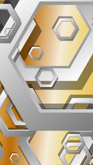 Abstract geometric background with hexagon metal color composition. Vector illustration