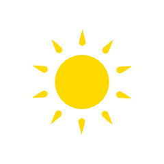 Summer symbol. Sun modern icon. Sunny circle shape. Isolated vector logo concept on white background