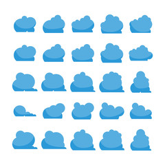 blue cloud shape icons collection vector