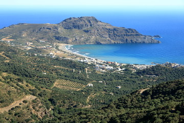 Fototapeta na wymiar Crete island, beautiful beach and fishing village Plakias. Greece