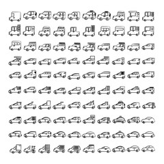 Obraz premium hand drawn car, vehicle icons set