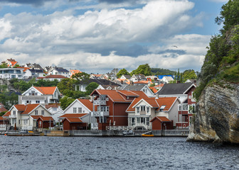 Small town by the fjord . Norway.