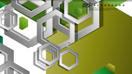 Abstract geometric background with hexagons, foliage color composition. Vector illustration