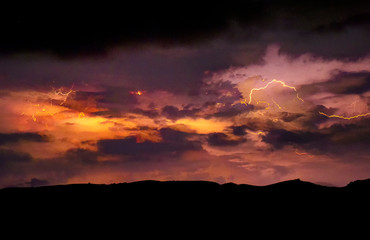 Obraz premium Lightning with dramatic clouds image . Night thunder-storm
