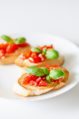 Bruschetta with tomato and basil.