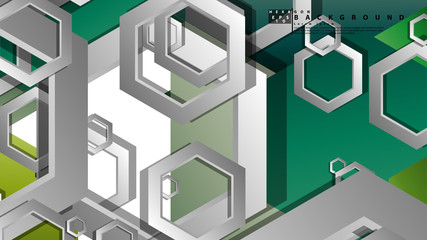 Abstract geometric background with hexagons, foliage color composition. Vector illustration