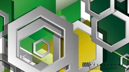 Obraz premium Abstract geometric background with hexagons, foliage color composition. Vector illustration
