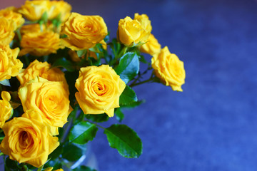 Yellow roses flowers bouquet with copy space.