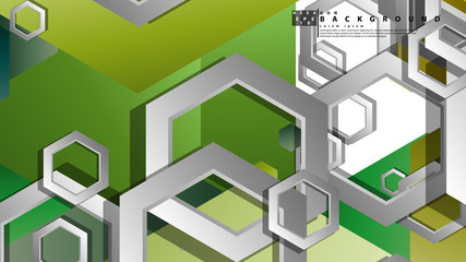 Abstract geometric background with hexagons, foliage color composition. Vector illustration