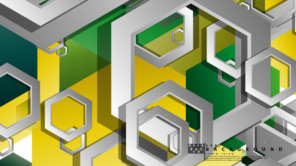 Abstract geometric background with hexagons, foliage color composition. Vector illustration