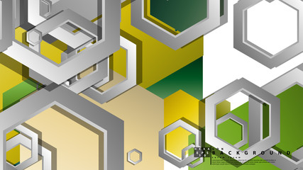 Abstract geometric background with hexagons, foliage color composition. Vector illustration