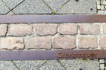 Location of the former Berlin wall at Berlin Wall Memorial (Gedenkstatte Berliner Mauer) in Berlin, Germany