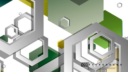 Abstract geometric background with hexagons, foliage color composition. Vector illustration