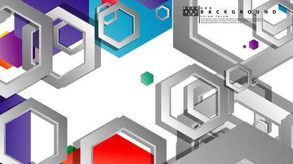 Abstract geometric background with hexagon, brights color compositions. Vector illustration