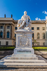 BERLIN, GERMANY - AUGUST 28, 2017: Alexander von Humboldt statue at the Humboldt University of Berlin.