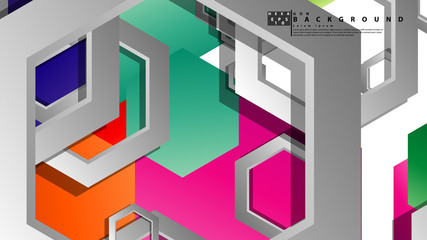 Abstract geometric background with hexagon, brights color compositions. Vector illustration
