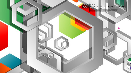 Abstract geometric background with hexagon, brights color compositions. Vector illustration