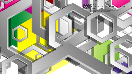 Abstract geometric background with hexagon, brights color compositions. Vector illustration