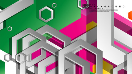 Abstract geometric background with hexagon, brights color compositions. Vector illustration