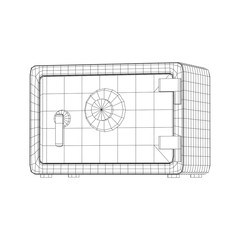 Metal bank vault safe. Wireframe low poly mesh vector illustration