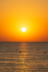 Bright sky and water at sunset over Black sea of Anapa, Krasnodar region, Russia