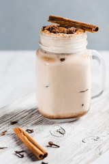 coffee cocktail with chocolate and cinnamon