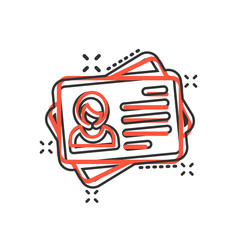 Id card icon in comic style. Identity tag vector cartoon illustration on white isolated background. Driver licence business concept splash effect.
