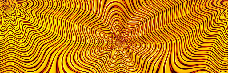 Patterned yellow-orange banner with a fractal texture - Illustation 3d rendering