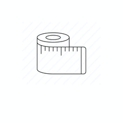 Tape measure icon isolated. Single thin line symbol of sewing tool.