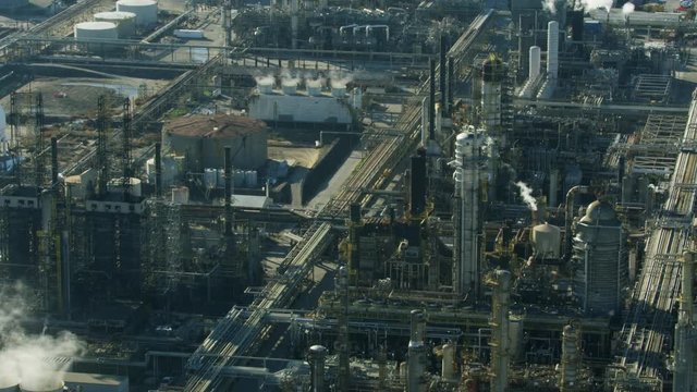 Aerial view El Segundo oil refinery Los Angeles