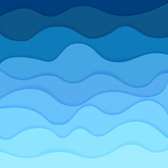 Paper art cartoon sea waves. Vector illustration