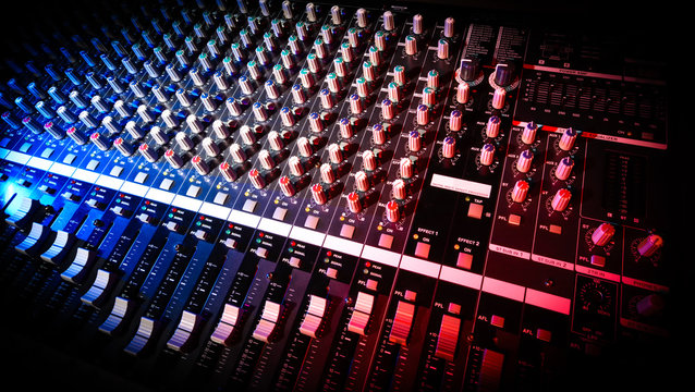 detail mixer in red and blue light with great perspective, the version with dark corners