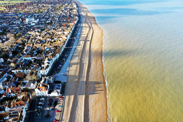 Aerial seaside view of Deal town, Kent, UK