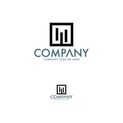 Abstract letter M and real estate logo template