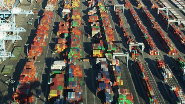 Aerial view shipping container yard Americas Port LA