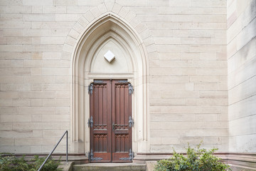 Beautiful antique door, entrance to the Evangelical Church. Baden Baden, Germany