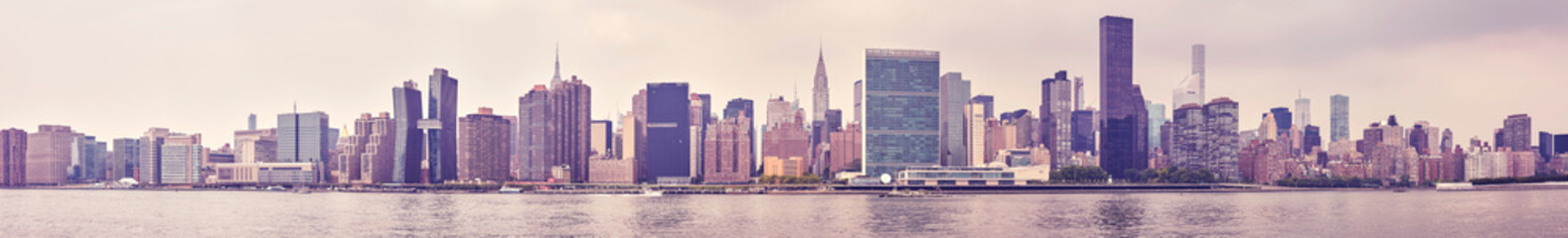 Manhattan panoramic view, color toning applied, New York City, USA.