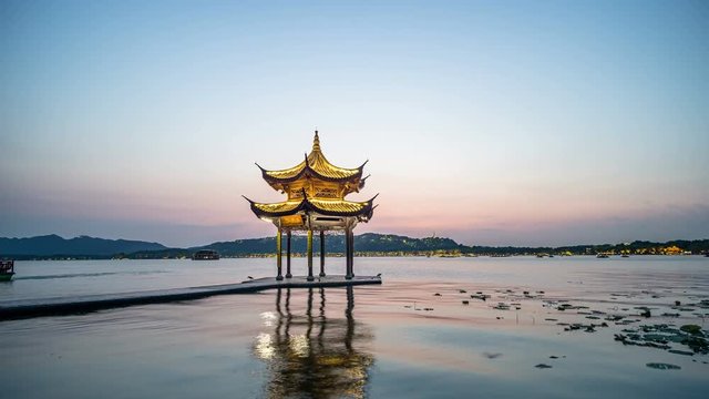 timelapse of jixian pavilion in hangzhou china